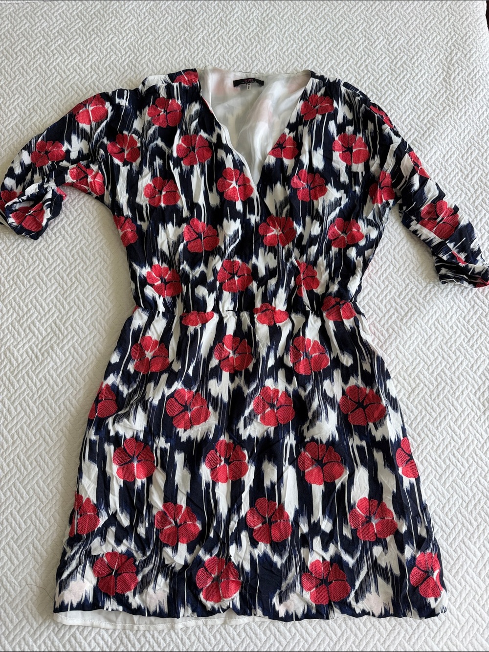 Trina Turk Navy, White & Red Floral Mini Dress